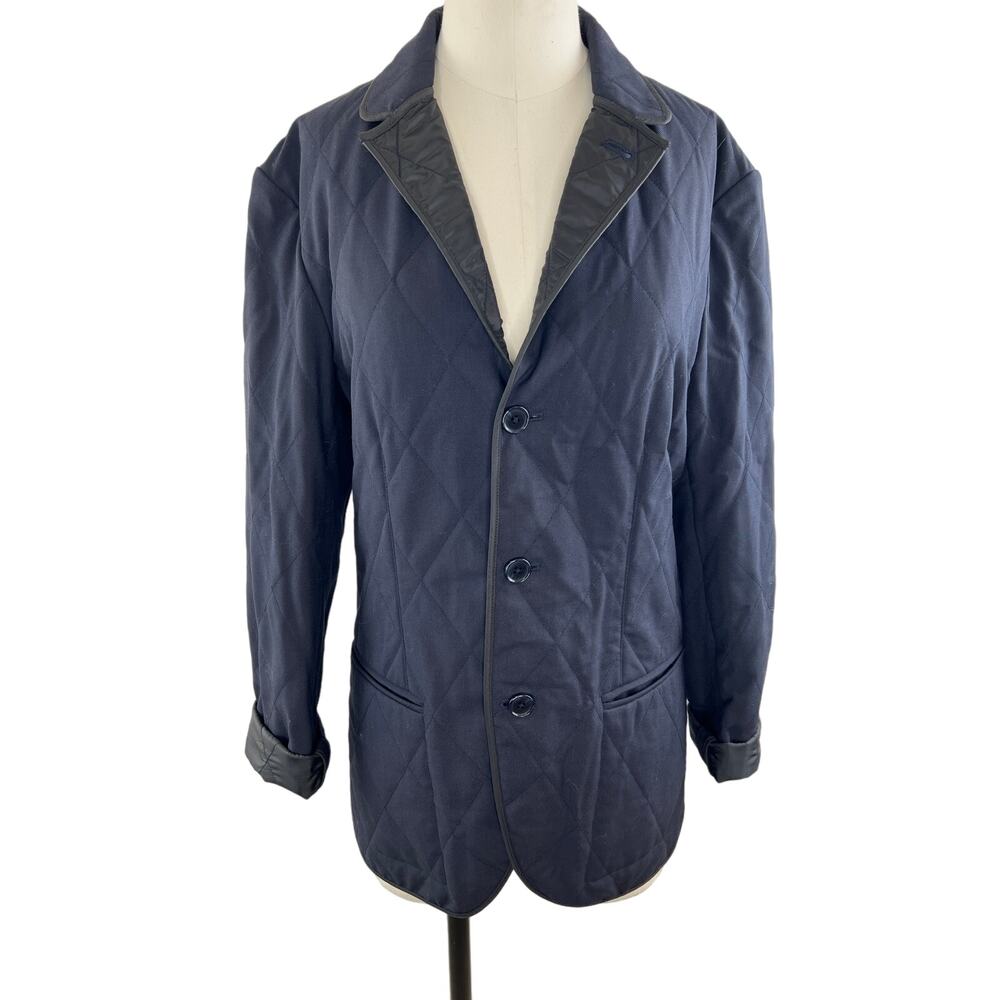 Club Monaco Navy Blue Long Sleeve Wool-Blend Button-Up Quilted Jacket Unisex XS